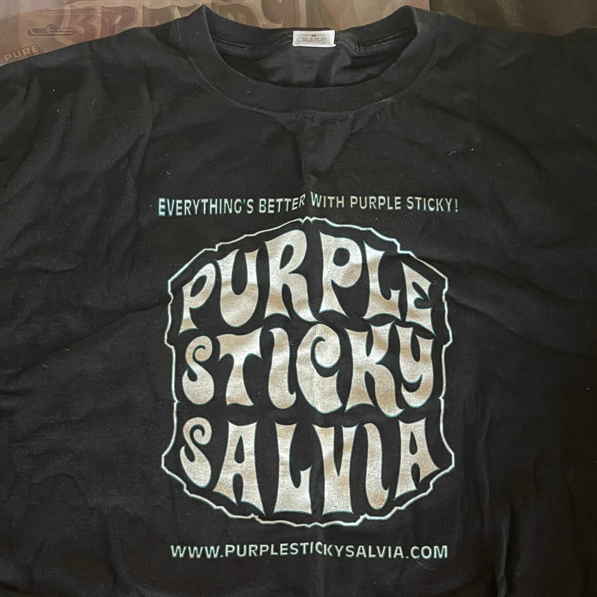 Black T-shirt White PurpleStickySalvia